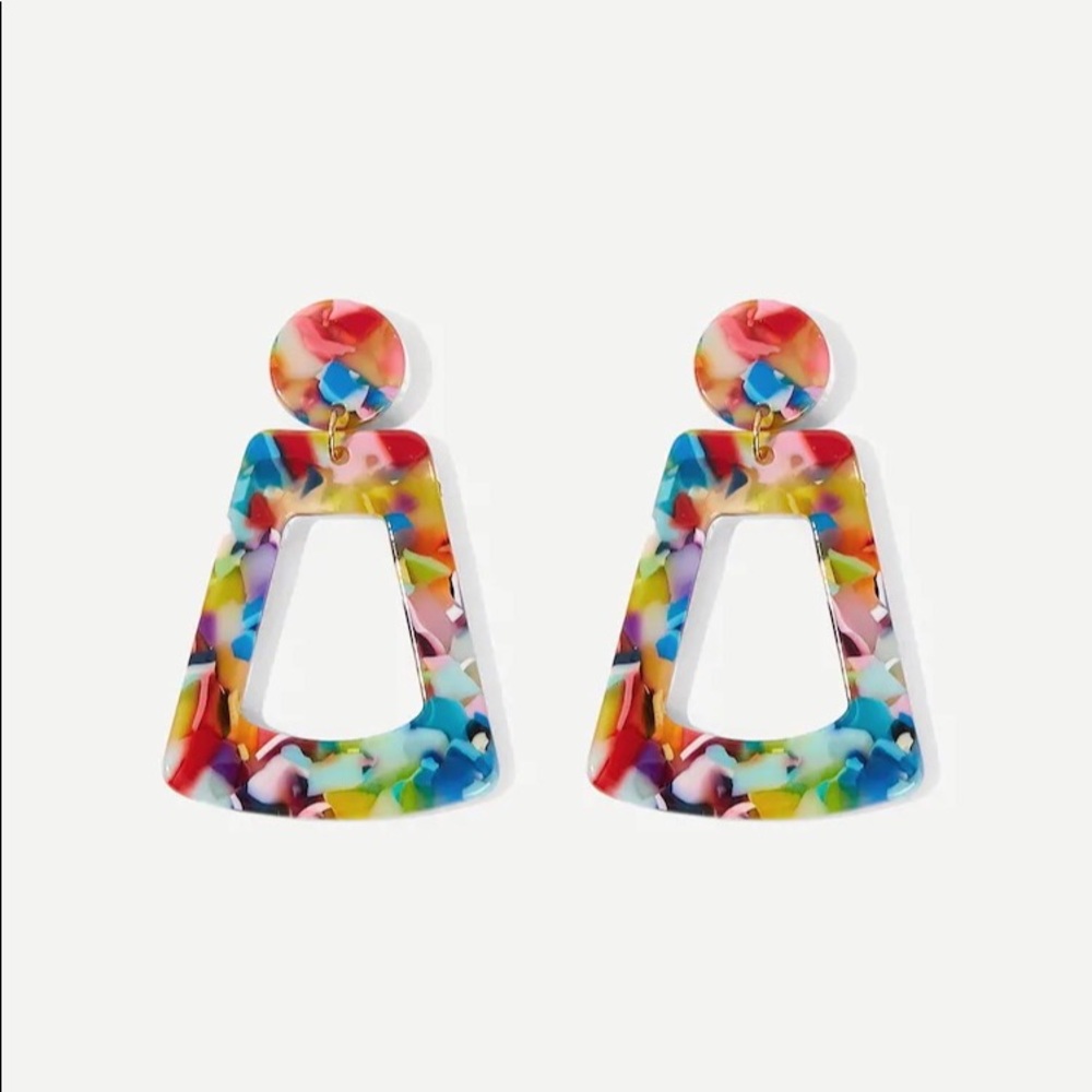 Geometric Acrylic Multicolored Earrings - Picture 2 of 5